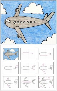 Как рисовать самолет картинки поэтапно. Учимся рисованию с детьми.